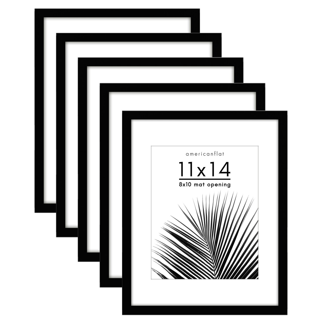 Americanflat Picture Frame Set with Mat - Set of 5 - Photo Frame Set of Five for Wall Display - Plexiglass Cover - Hanging Hardware